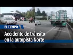 Accidente de tránsito entre un bus municipal y un vehículo de carga en la Autonorte | El Tiempo