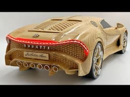 Masterpiece Wood Sculpture: Unique Wooden Version of the Bugatti La Voiture Noire