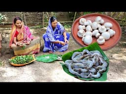 শাশুড়ি বৌমা মিলে আজ মশলা মাশরুম ও আলু চিংড়ি রান্না করলাম / Masala mashroom & Alu chingri recipe