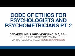 Code of Ethics for Psychologists and Psychometricians