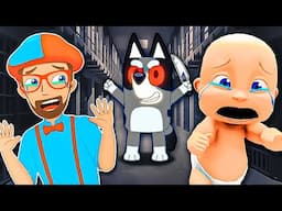 Baby and Blippi Escape DARK BLUEY Prison!