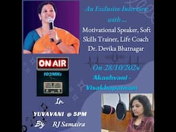 How to handle Anxiety & Depression in Youth  at All India Radio, Vizag Live  on 28th October,  2024