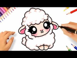 HOW TO DRAW A CUTE KAWAII SHEEP EASY 🐑❤️