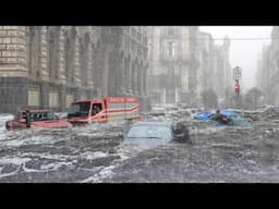 ITALY NOW! Sicily is in chaos! Floods cause Rivers to burst their banks, sweeping away homes, cars