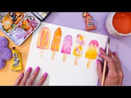 Easy Watercolor Popsicles Tutorial for Beginners