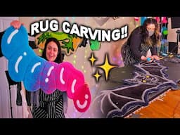 Super Satisfying RUG CARVING, Finishing the HUGE Bat Rug & GUMMY WORM RUG!