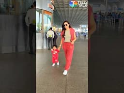 Gauahar Khan's son CUTE video as he greets paps at the airport 😍 #shorts #gauaharkhan