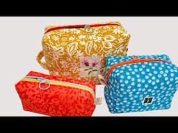 DIY Boxed Zipper Pouch the Easy Way / Cosmetic Bag