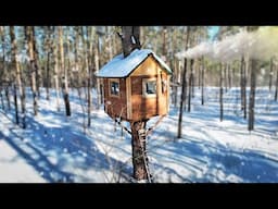 I Built A Cozy TREE HOUSE And I live ln lt COVERED WITH SNOW