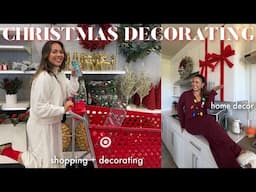 DECORATING MY HOUSE FOR CHRISTMAS | target & homegoods runs, viral xmas cabinets, decor shopping