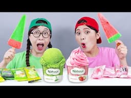 Red Ice Cream VS Green Ice Cream Challenge DONA