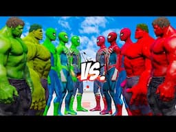 TEAM GREEN ( 2 HULK & 3 SPIDER ) VS TEAM RED ( 2 HULK & 3 SPIDER ) - EPIC SUPERHEORES WAR