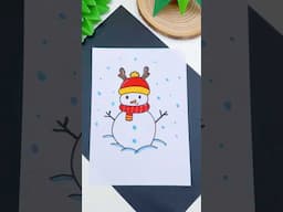 Snowman ☃️ Drawing | How to Draw ?? Easy Drawing technique #shorts #youtubeshorts #short #drawing