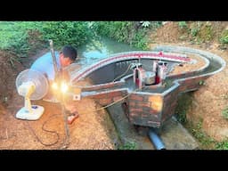 Building a 220V mini curved hydroelectric dam with unique turbines