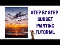 Sunset Beach Oil Painting Tutorial for Beginners - intermediate | Step-by-Step Sunset Oil Painting