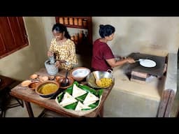 Chickpea Masala Dosa with Button Mushroom Curry and Coconut Chutney ❤ Village Dinner Recipe