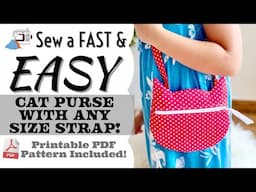 😻 How to Sew a Cat Zipper Purse EASY Beginners Tutorial & PDF Pattern! Toddler Girls Children Adult