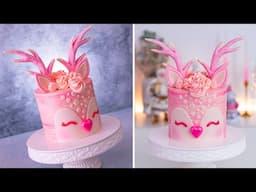 Easy CHRISTMAS Cake - PINK Reindeer Cake 🎄 Tan Dulce