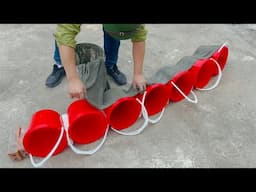 Fantastic Ideas / Build a 2 tier waterfall from cloth gloves, plastic buckets and cement