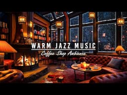 ❄️⛄Coffee Shop Ambience with Warm Jazz Instrumental Music & Fireplace Sounds for Study,Work or Sleep