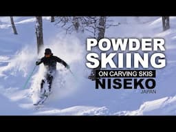 Powder Skiing on Carving skis in Niseko Japan