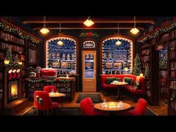 Christmas Coffee Shop Bookstore Ambience with Instrumental Jazz Christmas Music & Fireplace