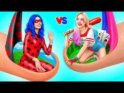 One Colored House Challenge! Harley Quinn Vs LadyBug