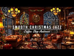 Snow Falling at Cozy Christmas Cafe Ambience with Smooth Christmas Jazz Music for Relax, Good Mood