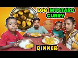 Egg mustard mix curry with rice eating family dinner | jh eating show