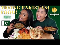 TRYING PAKISTANI FOOD | CHICKEN KARAHI, BIRYANI, LAHORI CHANAY, GARLIC NAAN | PAKISTANI FOOD MUKBANG