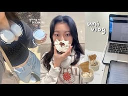 productive uni vlog 🍨 lectures, realistic days on campus, kpop photocard decorating, cafes + gelato