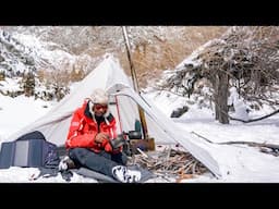 Solo Hot Tent Camping on Deep Snow in the Himalayas