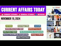 19 November, 2024 |Current Affairs Today |Top MCQs with Static GK & Detailed Revision by GKTODAY 🎯