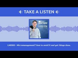 LME003 - Micromanagement? How to avoid it and get things done.