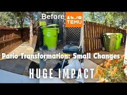 DIY Patio Transformation|Small Changes, HUGE Impact|Trash Bin Landscape|TEMU