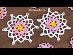 Crochet Flower Motif EASY Crochet Pattern for Shawl, Scarf, Tunic, Blouse