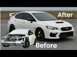 Rebuilding a wrecked 2020 Subaru STI in 15 minutes ￼