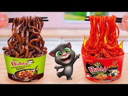 Oh My Talking Tom 💖 Want A Miniature Korean Black Bean or Spicy Noodles Tasty 💖 Tina Mini Cooking