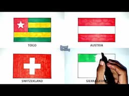 Drawing the Flag of Togo, Austria, Switzerland, Sierra Leone