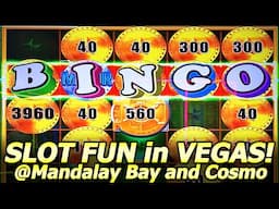 Slot Fun in Las Vegas at Mandalay Bay and Cosmo! NEW Konami Bingo Frenzy, All Aboard Go West Big Win