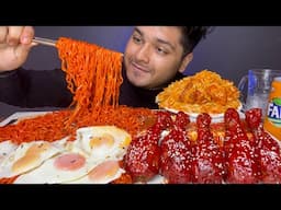 EATING 2X SPICY NOODLES 🌶 WITH KOREAN FRIED CHICKEN + CHICKEN BIRYANI | EATING SHOW | MUKBANG