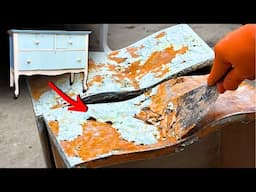 Removing GROSS PAINT from a Serpentine Dresser | Antique Furniture Restoration