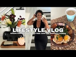 LIFESTYLE VLOG! amazon fashion + home decor haul, getting laser hair removal & cooking up a storm ❤︎