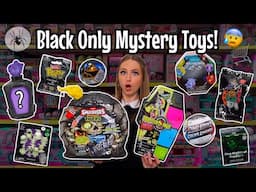 Shop with me for *BLACK ONLY* Mystery Toys!!😱🕷️🎬🐧🖤 *DOLLAR STORE💵 VS WALMART🛒 VS ENTERTAINER🤡*