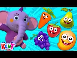 Five Colorful Fruits Jumping On The Bed + Kids Nursery Rhymes | Kent The Elephant