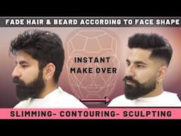 How to Fade Hair and Beard to Suit Face Shape | Face Slimming Haircut Tutorial.