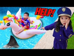 Police catch Annie Shark Surprise in the Swimming Pool