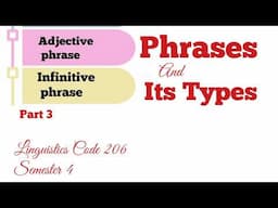 phrase and its types|Grammar parts of speech| linguistics code 206| adjective and infinite phrase