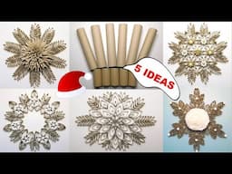 Easy Toilet Paper Roll Reuse Crafts ♻️ 5 Winter Decoration DIY Ideas ❄️ Handmade Window Decor