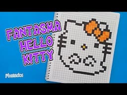 🎨COMO DIBUJAR A HELLO KITTY FANTASMA en PIXEL ART - PIXELADOS